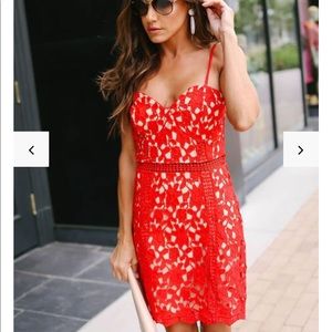 Red lace dress